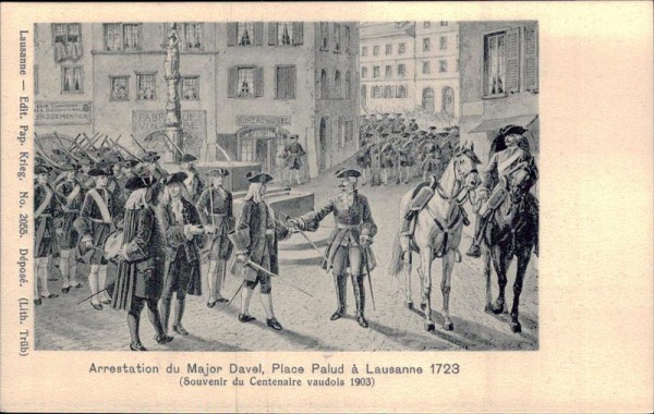 Arrestation du Major Davel, Place Palud à Lausanne 1723 Vorderseite