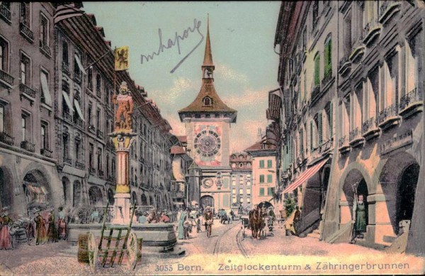 Bern. Zeitglockenturm & Zähringerbrunnen Vorderseite