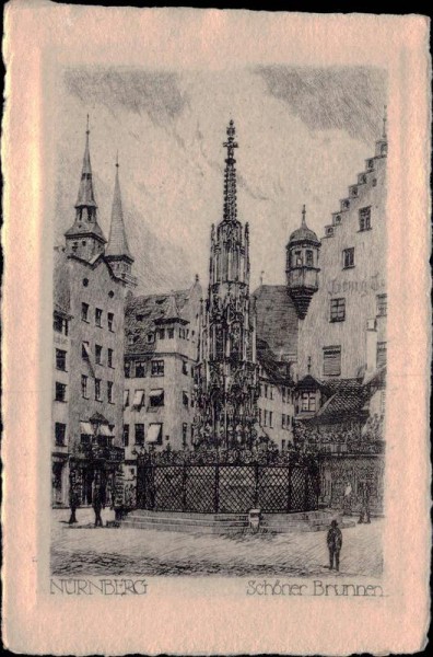 Nürnberg - Schöner Brunnen Vorderseite