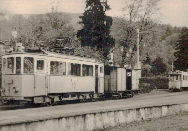 Thun, Motorwagen STJ Ce 2/2 3, Postkartenbuch "Bus & Bahn in alten Ansichten" Vorderseite