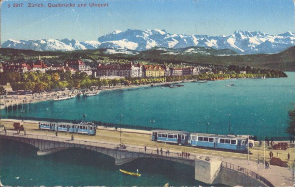Zürich, Quaibrücke und Utoquai