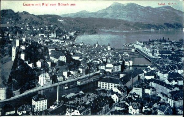 Luzern mit Rigi vom Gütsch aus Vorderseite