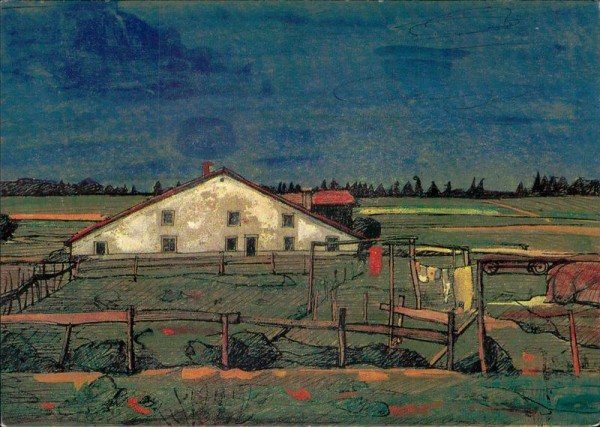 Albert Schnyder, La ferme isolée, goache, 1966 Vorderseite