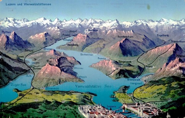 Luzern und Vierwaldstättersee um 1925 Vorderseite