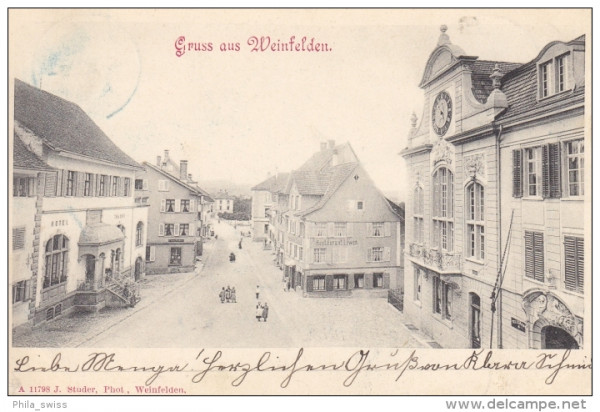 Weinfelden, Gruss aus - Restaurant Löwen, Hotel Traube, Post - 1901