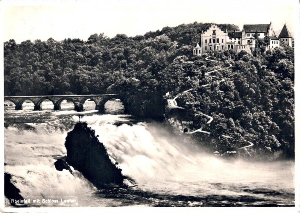 Rheinfall mit Schloss Laufen. 1947 Vorderseite