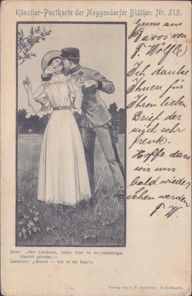 Künstler-Postkarte der Meggendorfer Blätter Vorderseite