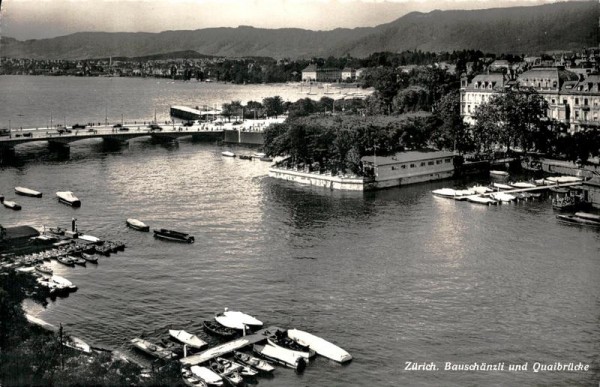 Zürich, Bauschänzli und Quaibrücke Vorderseite