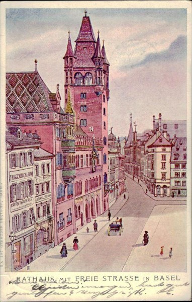 Rathaus mit freie Strasse in Basel Vorderseite