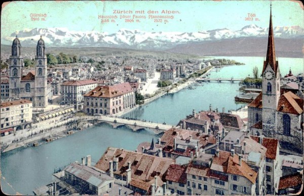 Zürich mit den Alpen Vorderseite