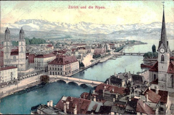 Zürich und die Alpen Vorderseite