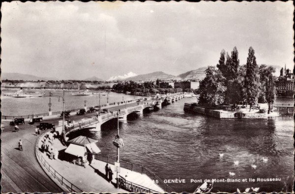 Genéve, Pont de Mont-Blanc et lie Rousseau