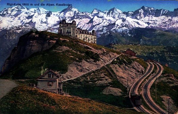 Rigi-Kulm 1800m und die Alpen. Kessiboden