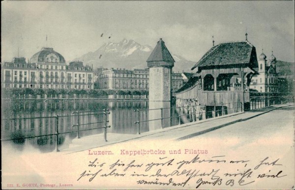 Luzern/Kappelbrücke und Pilatus Vorderseite