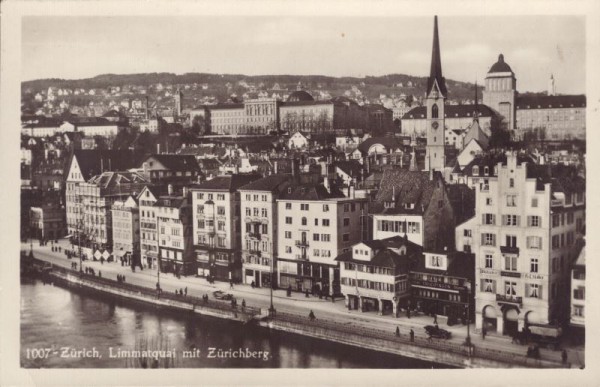 Zürich, Limmatquai mit Zürichberg