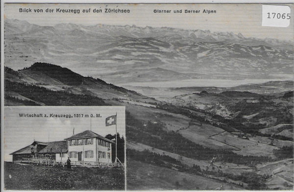 Wirtschaft z. Kreuzegg - Blick von der Kreuzegg auf den Zürichsee