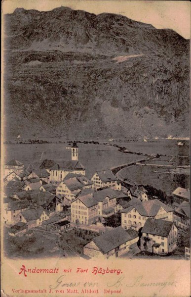 Andermatt mit Fort Räzberg Vorderseite