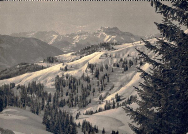 Die Dents du Midi von der Pierre du Moëllé aus gesehen Vorderseite