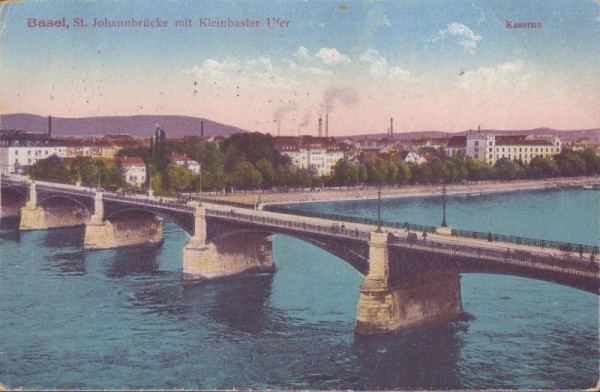 Basel, St.Johannbrücke mit Kleinbasler Ufer