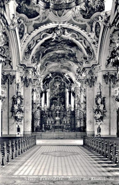 Einsiedeln. Inneres der Klosterkirche Vorderseite