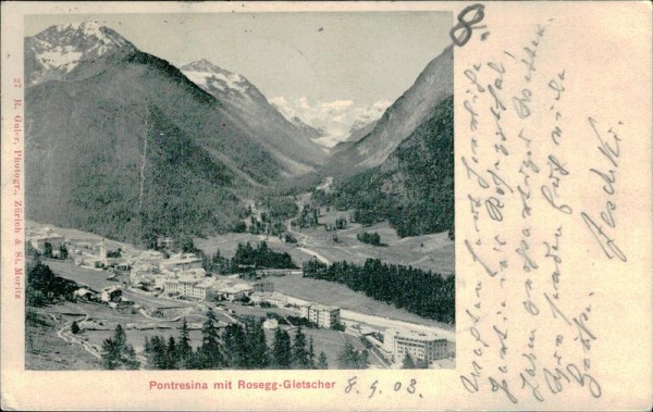 Pontresina mit Rosegg-Gletscher Vorderseite