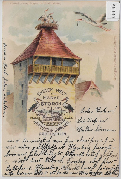 Storchennestturm in Rheinfelden - Storch Schuhe - Appenzeller & Walder Brüttisellen - Litho