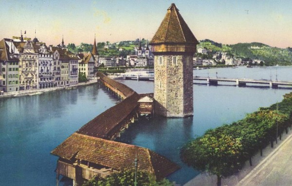 Luzern - Kapellbrücke und Wasserturm Vorderseite