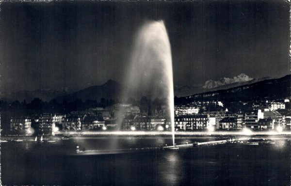 Genève. Le Jet d`Eau illuminé et le Mont Blanc Vorderseite