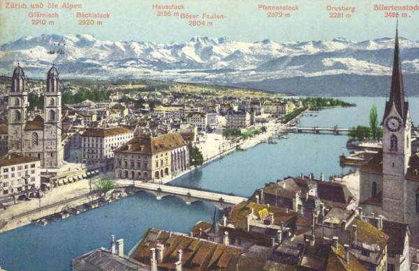 Zürich und die Alpen Vorderseite
