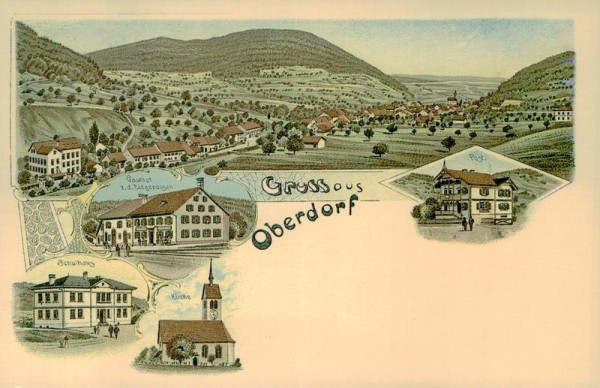 Gruss aus Oberdorf (1895); Reproduktion Vorderseite