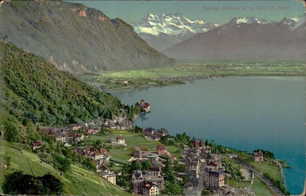 Territet. Chillon et la Dent du Midi (3258 m) Vorderseite