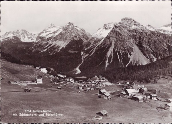 Inner-Arosa mit Schiesshorn und Furkahörner. 1945