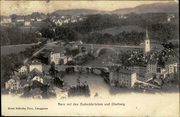 Bern mit den Nydeckbrücken und Obstberg Vorderseite