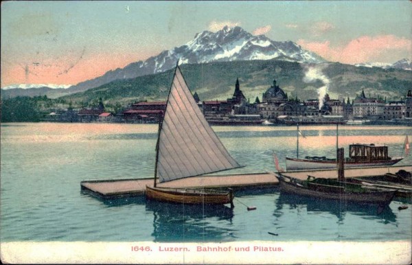 Luzern - Bahnhof und Pilatus Vorderseite