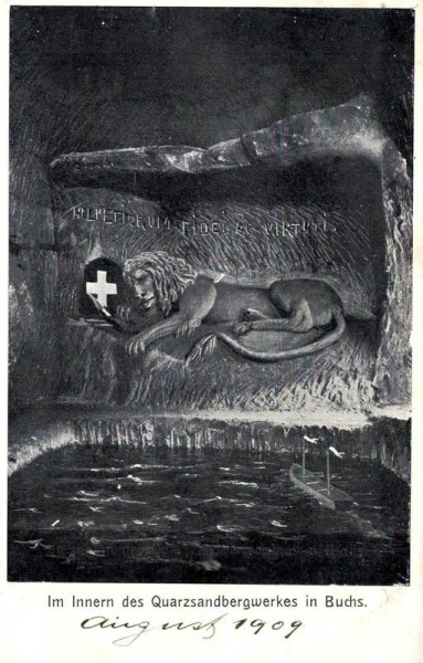 im innern des Quarzsandbergwerk in Buchs Vorderseite