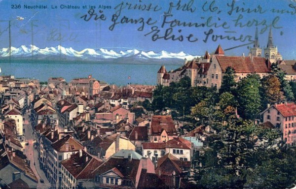 Neuchâtel - Le Château et les Alpes Vorderseite