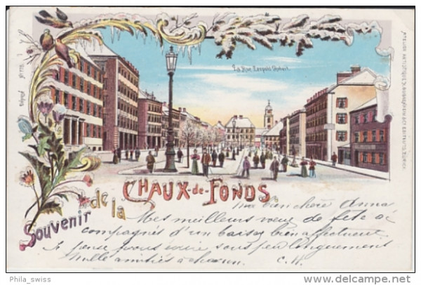 La Chaux-de-Fonds - farbige Glimmer/Brillants - Winter/Hiver Litho