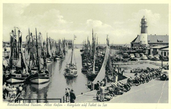 Nordseeheilbad Büsum, Alter Hafen-Kurgäste auf Fahrt in See Vorderseite