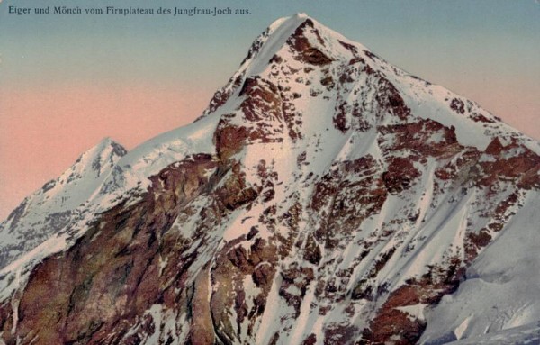 Eiger und Mönch vom Firnplateau des Jungfrau-Joch aus  Vorderseite