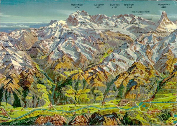 Rhonetal - Simplon - Saastal - Mattertal - Turtmantal - Val D' Anniviers - Wallias Vorderseite