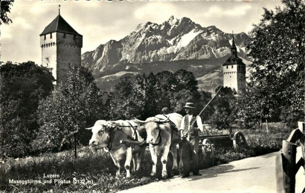 Luzern, Museggtürme und Pilatus Vorderseite