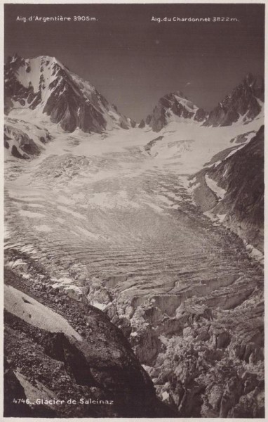 Aig. d'Argentière (3905 M), Aig. du Chardonnet (3822 M), Glacier de Saleinaz Vorderseite