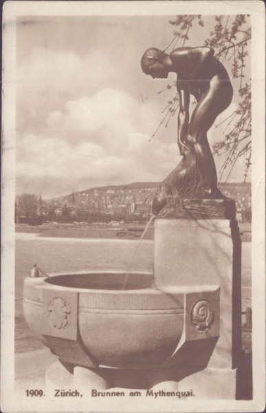 1909. Zürich, Brunnen am Mythenquai.