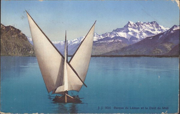 Barque du Léman et la Dent du Midi