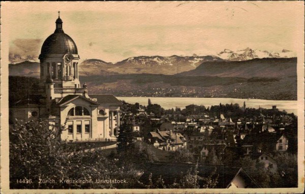 Zürich. Kreuzkirche. Uri Rotstock (2928 m) Vorderseite