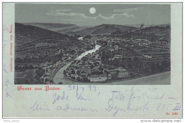 Baden, Gruss aus - Monschein-Litho