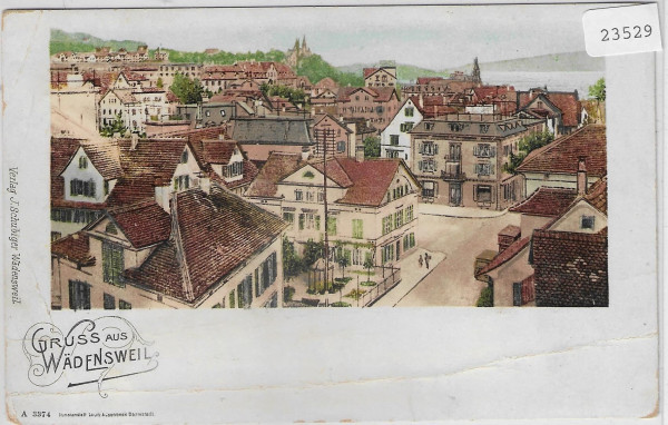 Gruss aus Wädenswil - Dorfpartie - Litho