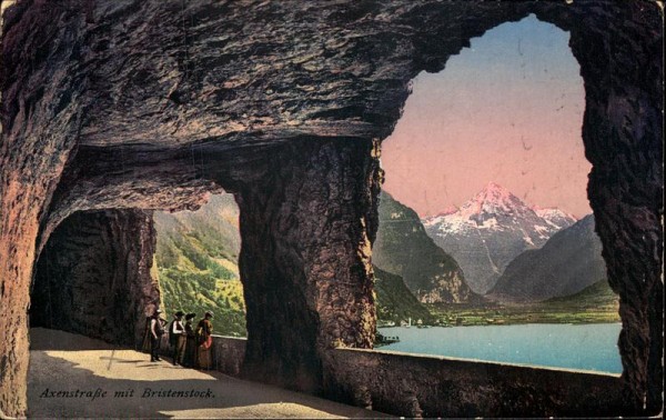 Axenstrasse mit Bristenstock. Vorderseite