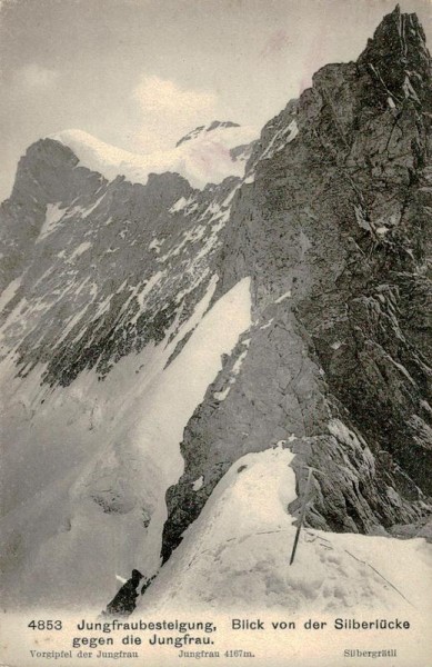 Blick von der Silberlücke gegen die Jungfrau, Jungfraubesteigung Vorderseite
