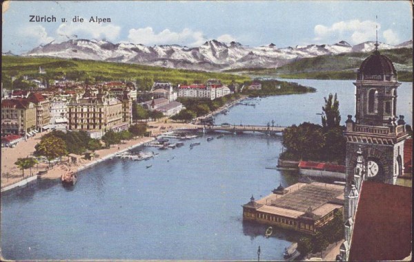 Zürich und die Alpen Vorderseite